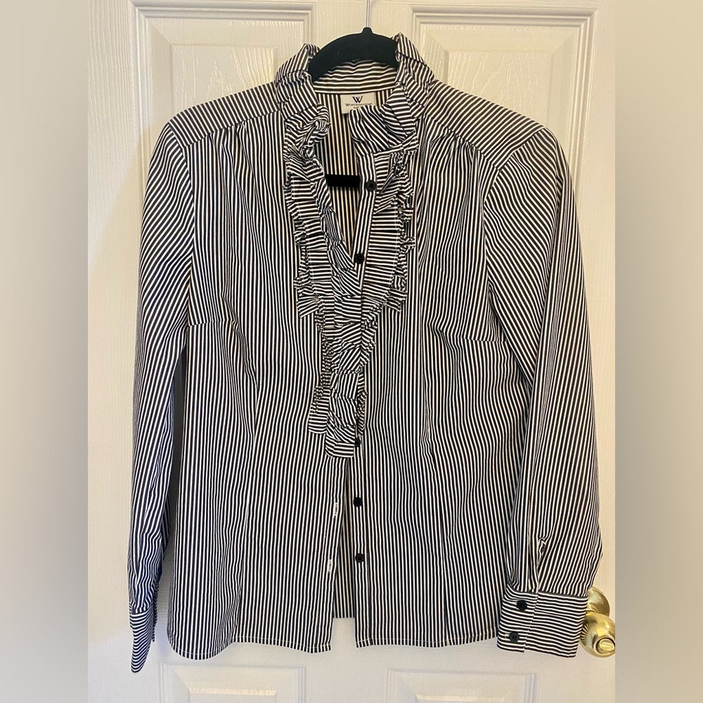 Worthington Black and White Striped Top